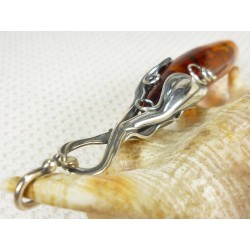 640-18 Wisiorek Srebro z Bursztynem -HAND MADE-