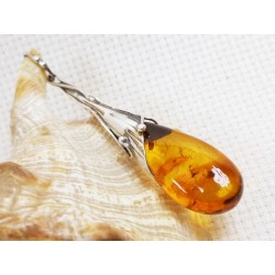 Wisiorek srebrny z bursztynem, handmade 620-338