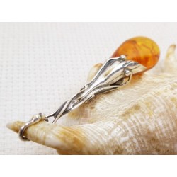 Wisiorek srebrny z bursztynem, handmade 620-338