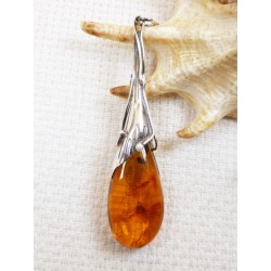 Wisiorek srebrny z bursztynem, handmade 620-338