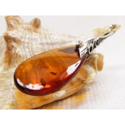 Wisiorek srebrny z bursztynem, handmade 620-339