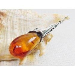 Wisiorek srebrny z bursztynem, handmade 620-340