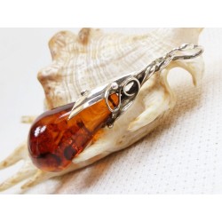 Wisiorek srebrny z bursztynem, handmade 620-511