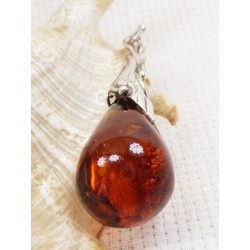 Wisiorek srebrny z bursztynem, handmade 620-511