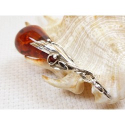 Wisiorek srebrny z bursztynem, handmade 620-511