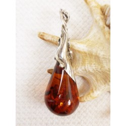 Wisiorek srebrny z bursztynem, handmade 620-511