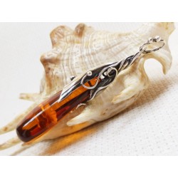 Wisiorek srebrny z bursztynem, handmade 620-512