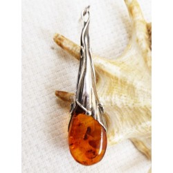 Wisiorek srebrny z bursztynem, handmade 610-117