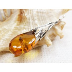Wisiorek srebrny z bursztynem, handmade 620-342