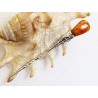 Szpilka srebrna z bursztynem, handmade 8080-70