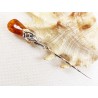 Szpilka srebrna z bursztynem, handmade 8080-70