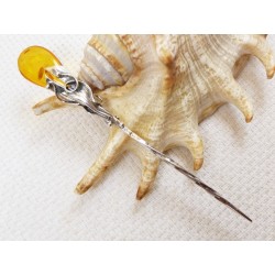 Szpilka srebrna z bursztynem, handmade 8080-75