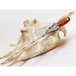 Szpilka srebrna z bursztynem, handmade 8080-78