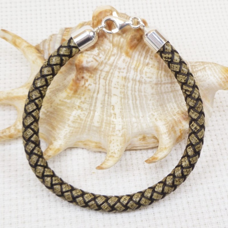 Bransoletka, rzemień, skóra naturalna, srebro 5841-2