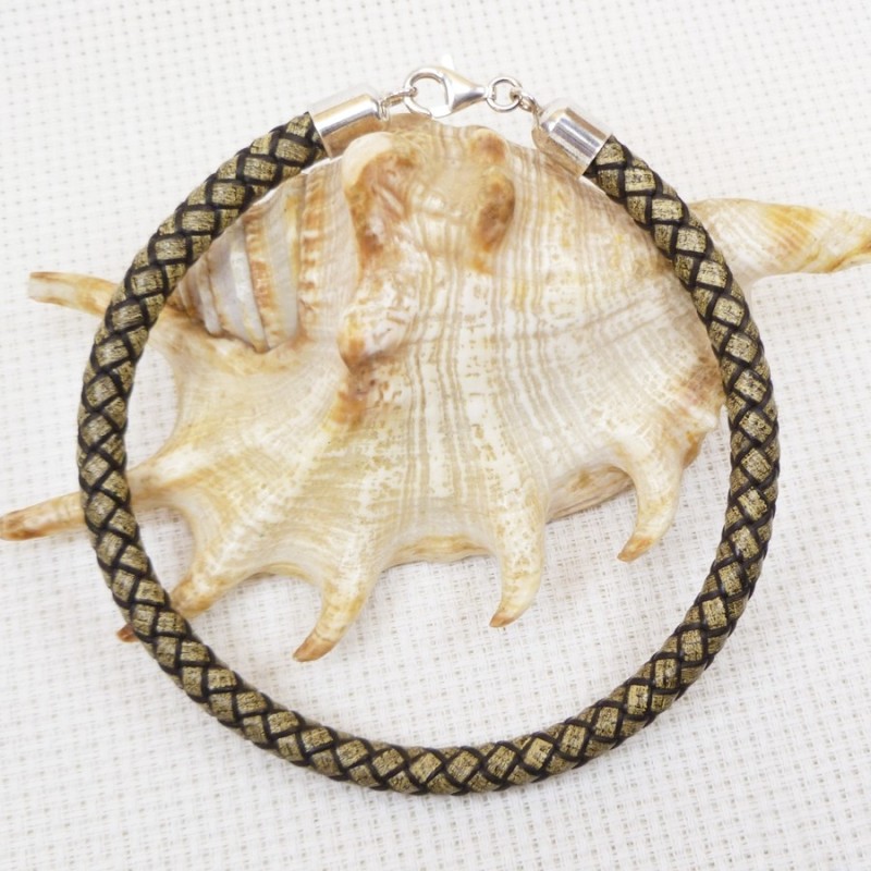 Bransoletka, rzemień, skóra naturalna, srebro 5841-3