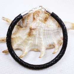 Bransoletka, rzemień, skóra naturalna, srebro 5844-56