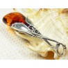 Wisiorek srebrny z bursztynem, handmade 640-10