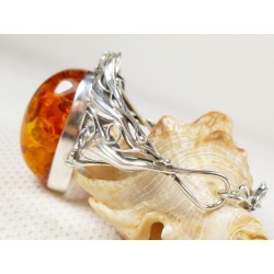 Bransoletka srebrna z bursztynem, handmade 540-22
