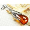 Wisiorek srebrny z bursztynem, handmade 640-10