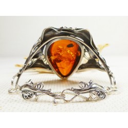Bransoletka srebrna z bursztynem, handmade 540-23