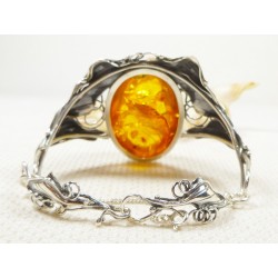 Bransoletka srebrna z bursztynem, handmade 540-31