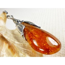 640-20 Wisiorek Srebro z Bursztynem -HAND MADE-