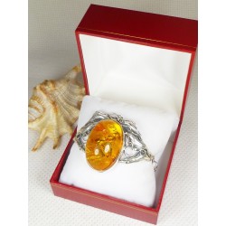 Bransoletka srebrna z bursztynem, handmade 540-31