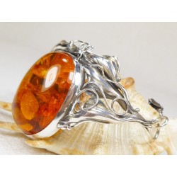 Bransoletka srebrna z bursztynem, handmade 540-33