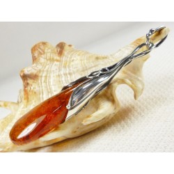 640-20 Wisiorek Srebro z Bursztynem -HAND MADE-