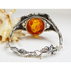 Bransoletka srebrna z bursztynem, handmade 540-33