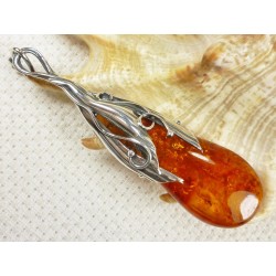 640-20 Wisiorek Srebro z Bursztynem -HAND MADE-