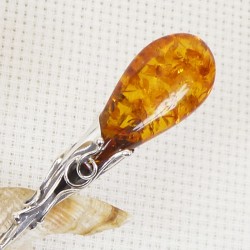 Łyżeczka srebrna z bursztynem, handmade 912-27