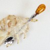 Łyżeczka srebrna z bursztynem, handmade 912-27