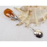 Łyżeczka srebrna z bursztynem, handmade 912-28