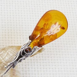 Łyżeczka srebrna z bursztynem, handmade 912-36