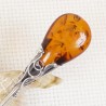 Łyżeczka srebrna z bursztynem, handmade 912-38