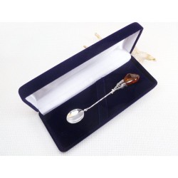 Łyżeczka srebrna z bursztynem, handmade 912-39