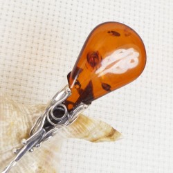 Łyżeczka srebrna z bursztynem, handmade 912-41