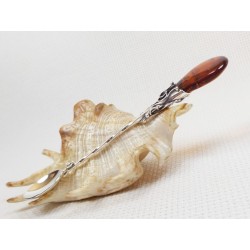 Łyżeczka srebrna z bursztynem, handmade 912-41