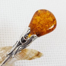 Łyżeczka srebrna z bursztynem, handmade 912-44
