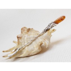 Łyżeczka srebrna z bursztynem, handmade 912-44