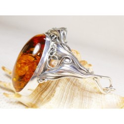 Bransoletka srebrna z bursztynem, handmade 540-48