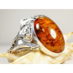 Bransoletka srebrna z bursztynem, handmade 540-48