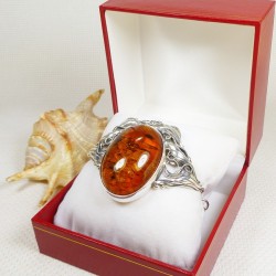 Bransoletka srebrna z bursztynem, handmade 540-48