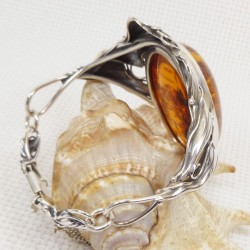 Bransoletka srebrna z bursztynem, handmade 540-48