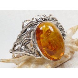 Bransoletka srebrna z bursztynem, handmade 540-53