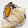 Bransoletka srebrna z bursztynem, handmade 540-53