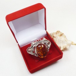 Bransoletka srebrna z bursztynem, handmade 540-53