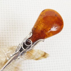 Łyżeczka srebrna z bursztynem, handmade 912-47