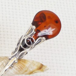 Łyżeczka srebrna z bursztynem, handmade 912-48